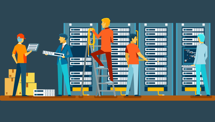 Employees working for a client's data center migration in the best way