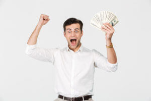 Man is happy because he has recovered his spent IT asset resources by ITDA services.