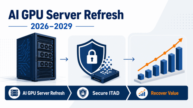 AI GPU server refresh infographic showing secure IT asset disposition and recovered value